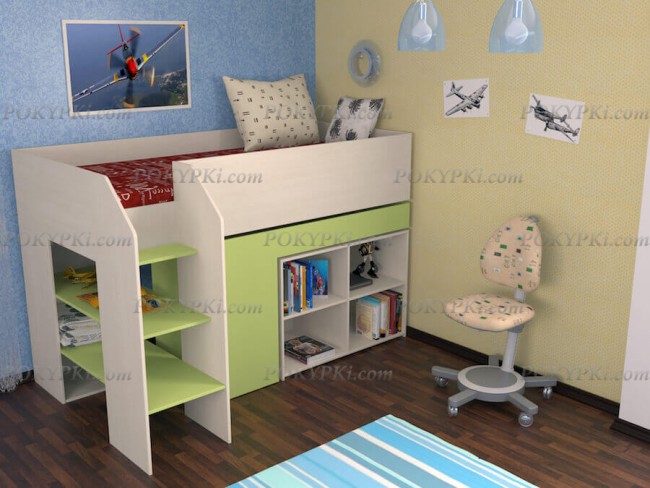 Кровать-чердак с рабочей зоной и шкафом Теремок-2 Кровать-чердак с рабочей зоной и шкафом Теремок-2
