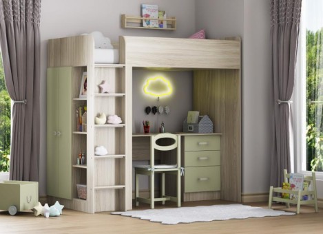 Кровать-чердак с рабочей зоной и шкафом Теремок 3 Кровать-чердак с рабочей зоной и шкафом Теремок 3