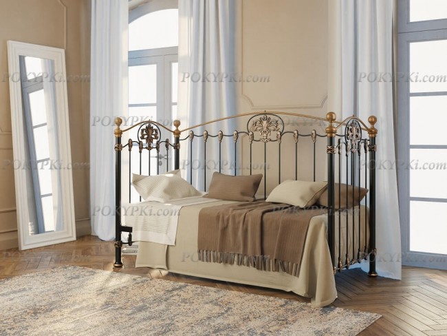 Черная металлическая кровать-диван Dreamline Camelot с золочением