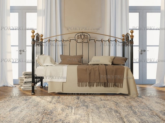 Черная кованая кровать-диван Dreamline Camelot с золочением