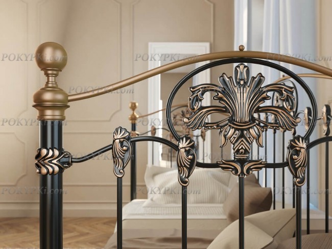 Металлическая черная односпальная кровать-диван Dreamline Camelot с золочением