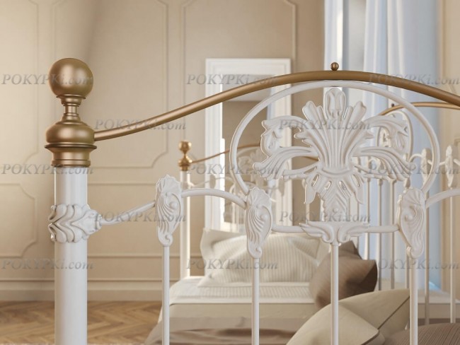 Белая кованая кровать-диван Dreamline Camelot с золочением