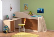 Кровать чердак с рабочей зоной и шкафом Дюймовочка 3 Кровать чердак с рабочей зоной и шкафом Дюймовочка 3