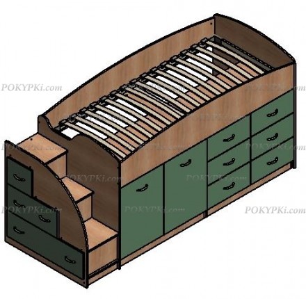 Кровать чердак со шкафом Дюймовочка 4