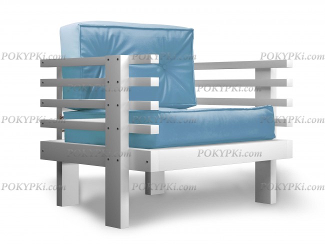 Кресло Стоун (Белая Эмаль)-голубой