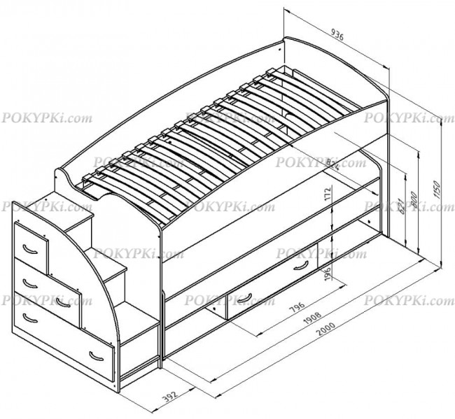 Детская кровать двухъярусная Дюймовочка 4.3