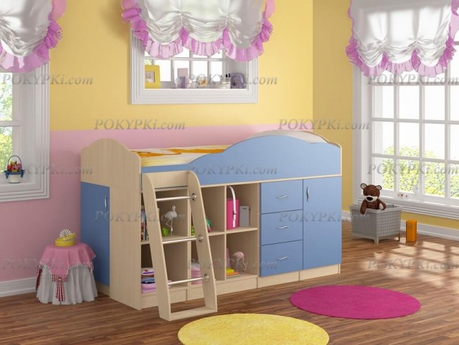 Кровать чердак со шкафом Дюймовочка 5.4