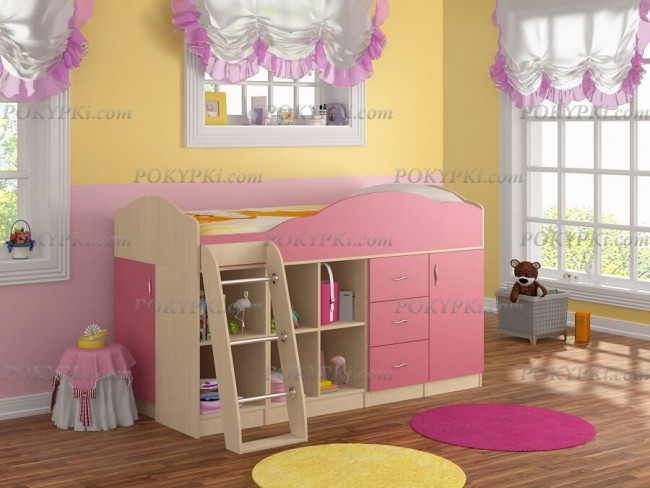 Кровать чердак со шкафом Дюймовочка 5.4