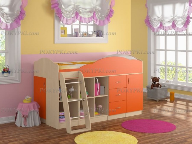 Кровать чердак со шкафом Дюймовочка 5.4