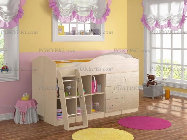 Кровать чердак со шкафом Дюймовочка 5.4