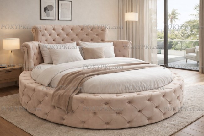 Кровать круглая Колизей в мягкой обивке