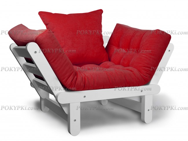 Кресло Сламбер (Белая эмаль)-красный