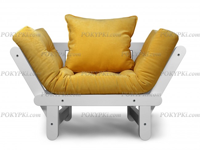 Кресло Сламбер (Белая эмаль)-желтый