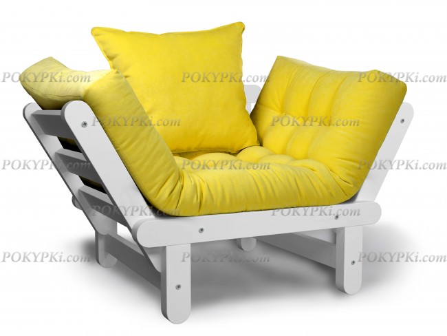 Кресло Сламбер (Белая эмаль)-лимонный