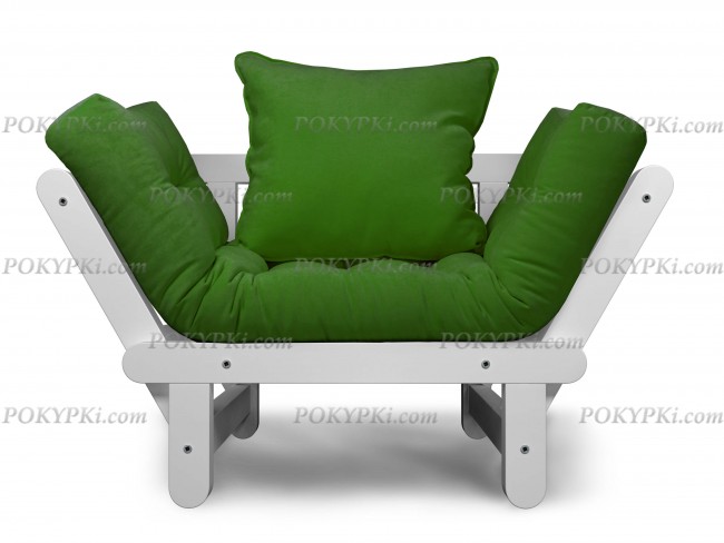 Кресло Сламбер (Белая эмаль)-зеленый