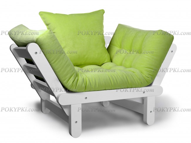 Кресло Сламбер (Белая эмаль)-салатовый