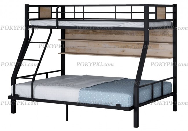 Двухъярусная кровать Гранада -1 140 черная с айленд и полки Двухъярусная кровать Гранада -1 140 черная с айленд и полки