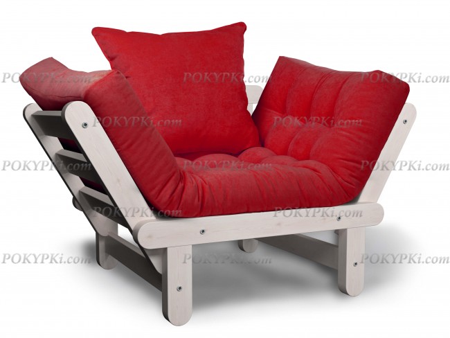 Кресло Сламбер (Дуб белёный)-красный