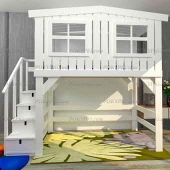 Кровать чердак домик "Шалаш"