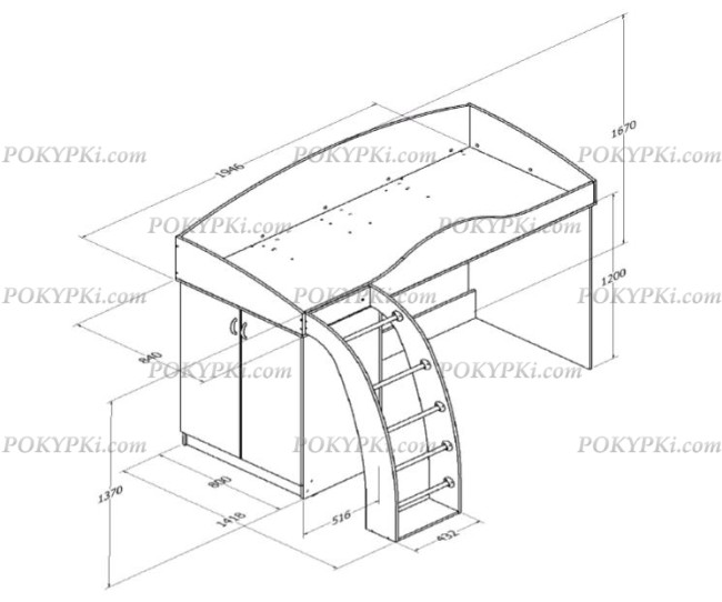 Кровать чердак со шкафом Соня 1 верхняя Кровать чердак со шкафом Соня 1 верхняя