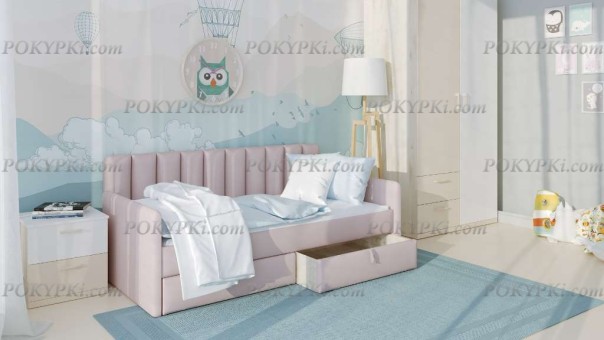 Кровать диван с тремя спинками Пыльная роза Кровать диван с тремя спинками Пыльная роза