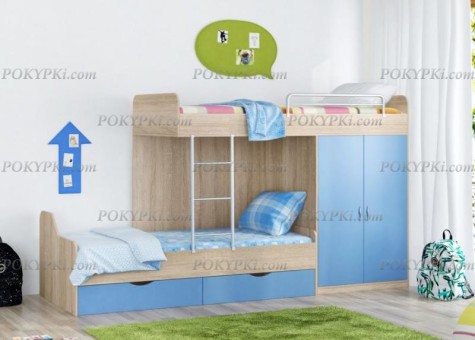 Кровать двухъярусная со шкафом Дельта 18.04.01 Кровать двухъярусная со шкафом Дельта 18.04.01