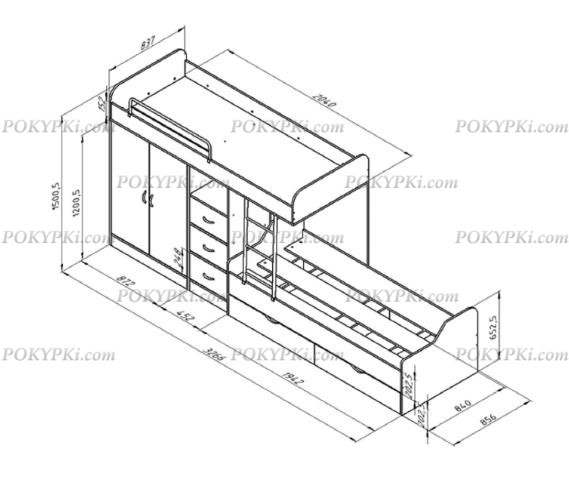 Кровать двухъярусная Дельта 18.04.02 Кровать двухъярусная Дельта 18.04.02