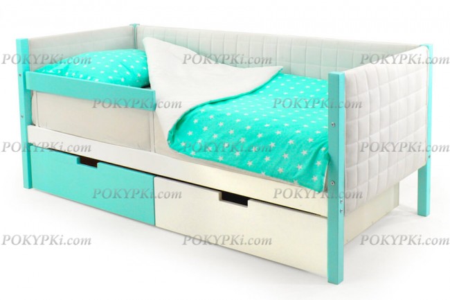 Детская кровать-тахта Svogen-мятный/белый