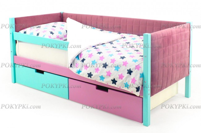 Детская кровать-тахта Svogen-мятный/белый