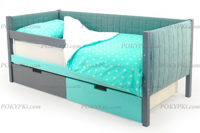 Детская кровать-тахта Svogen-графит/мятный