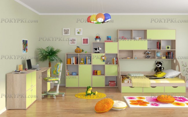 Модульная кровать Дельта 21.02 с антресолью Модульная кровать Дельта 21.02 с антресолью