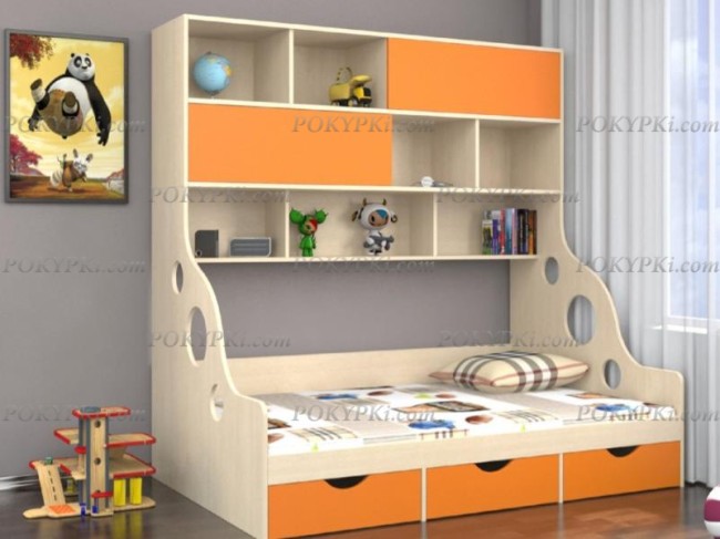 Модульная кровать Дельта 21.02 с антресолью Модульная кровать Дельта 21.02 с антресолью