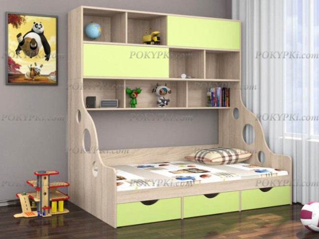 Модульная кровать Дельта 21.02 с антресолью Модульная кровать Дельта 21.02 с антресолью