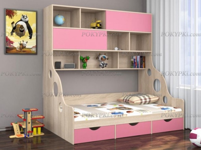 Модульная кровать Дельта 21.02 с антресолью Модульная кровать Дельта 21.02 с антресолью