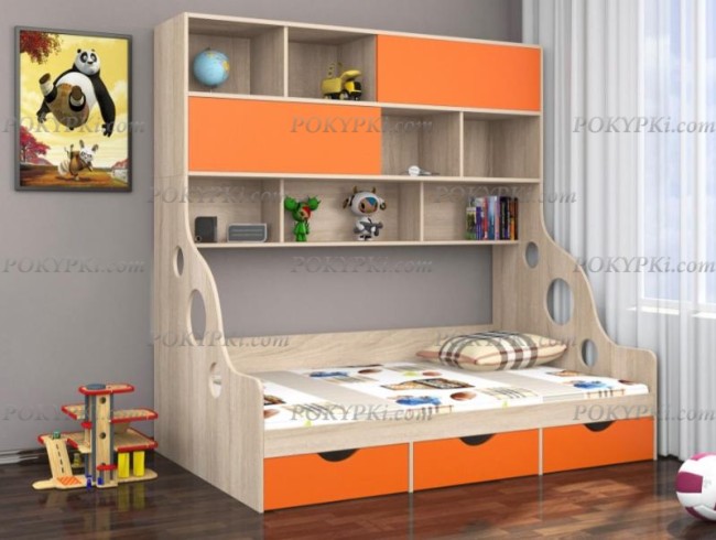 Модульная кровать Дельта 21.02 с антресолью Модульная кровать Дельта 21.02 с антресолью