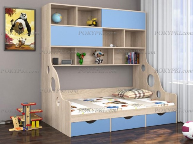 Модульная кровать Дельта 21.02 с антресолью Модульная кровать Дельта 21.02 с антресолью