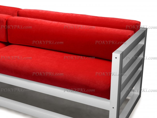 Диван Магнус (Белая эмаль)-красный
