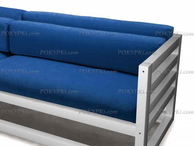 Диван Магнус (Белая эмаль)-синий