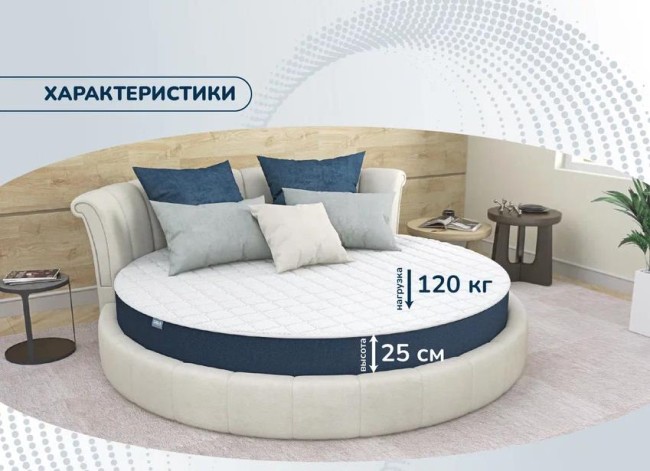 Круглый матрас Раунд 24 Кокос Массаж Круглый матрас Раунд 24 Кокос Массаж