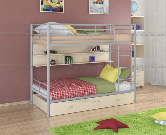 Двухъярусная кровать Севилья 3 -с ящиком и полкой дуб Двухъярусная кровать Севилья 3 -с ящиком и полкой дуб