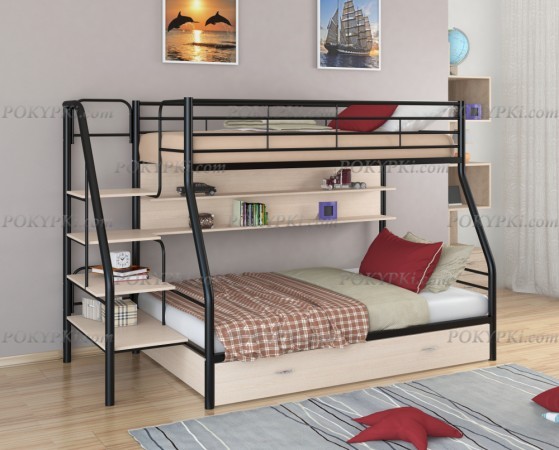 Двухъярусная кровать Толедо-1-черный/дуб
Двухъярусная кровать Толедо-1-черный/дуб