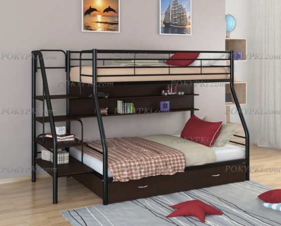 Двухъярусная кровать Толедо-1-черный/венге Двухъярусная кровать Толедо-1-черный/венге
