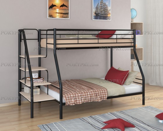Двухъярусная кровать Толедо-1-черный/дуб Двухъярусная кровать Толедо-1-черный/дуб