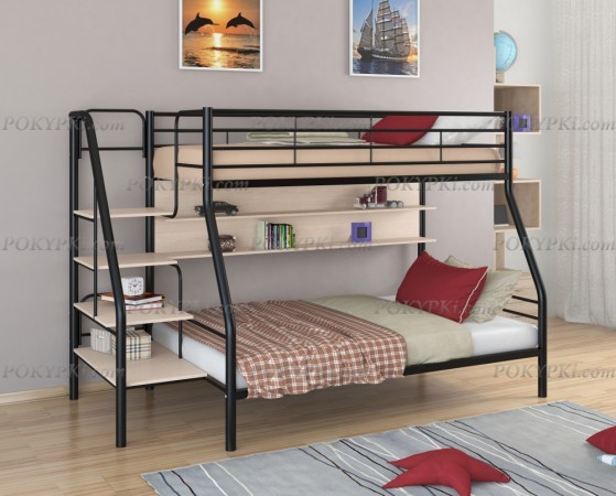 Двухъярусная кровать Толедо-1-черный/дуб Двухъярусная кровать Толедо-1-черный/дуб