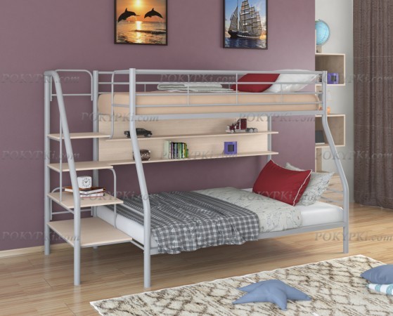 Двухъярусная кровать Толедо-1-серый/дуб Двухъярусная кровать Толедо-1-серый/дуб