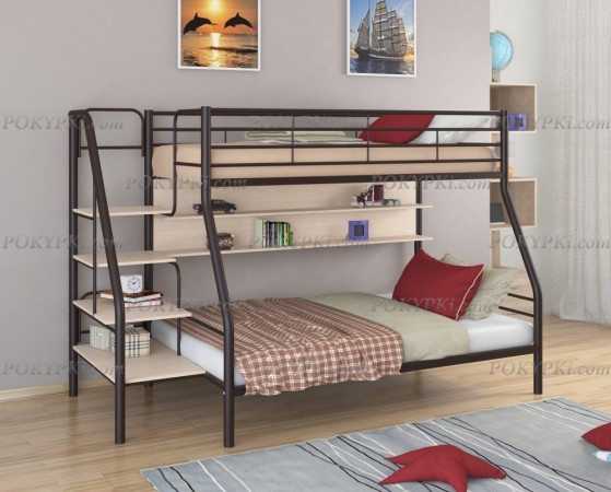 Двухъярусная кровать Толедо-1-коричневый/дуб Двухъярусная кровать Толедо-1-коричневый/дуб