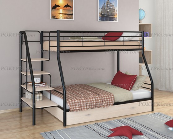 Двухъярусная кровать Толедо-1-черный/дуб Двухъярусная кровать Толедо-1-черный/дуб
