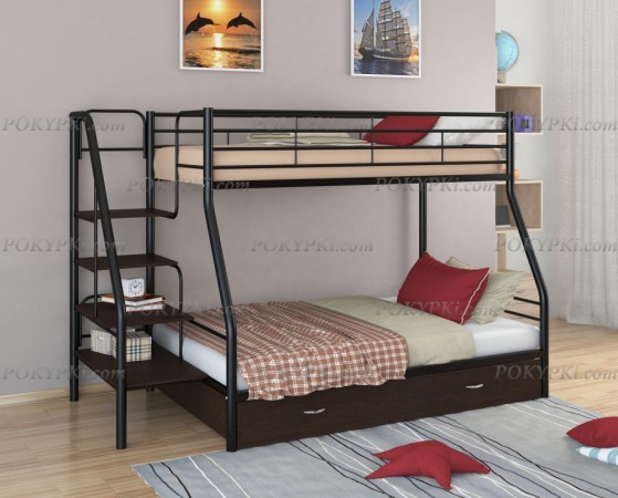 Двухъярусная кровать Толедо-1-черный/венге Двухъярусная кровать Толедо-1-черный/венге