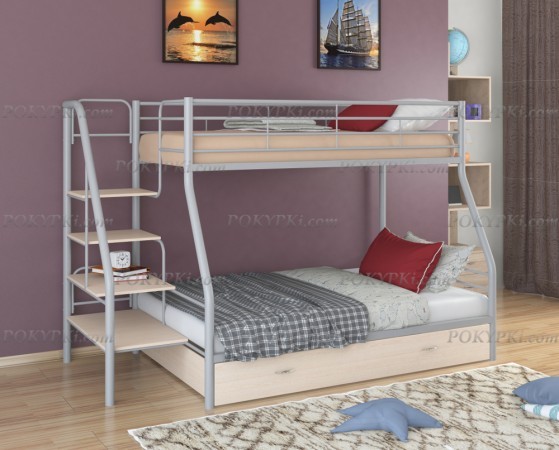 Двухъярусная кровать Толедо-1-серый/дуб Двухъярусная кровать Толедо-1-серый/дуб