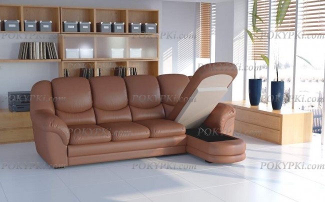 Угловой диван Нимфа с оттоманкой и ящиком Угловой диван Нимфа с оттоманкой и ящиком